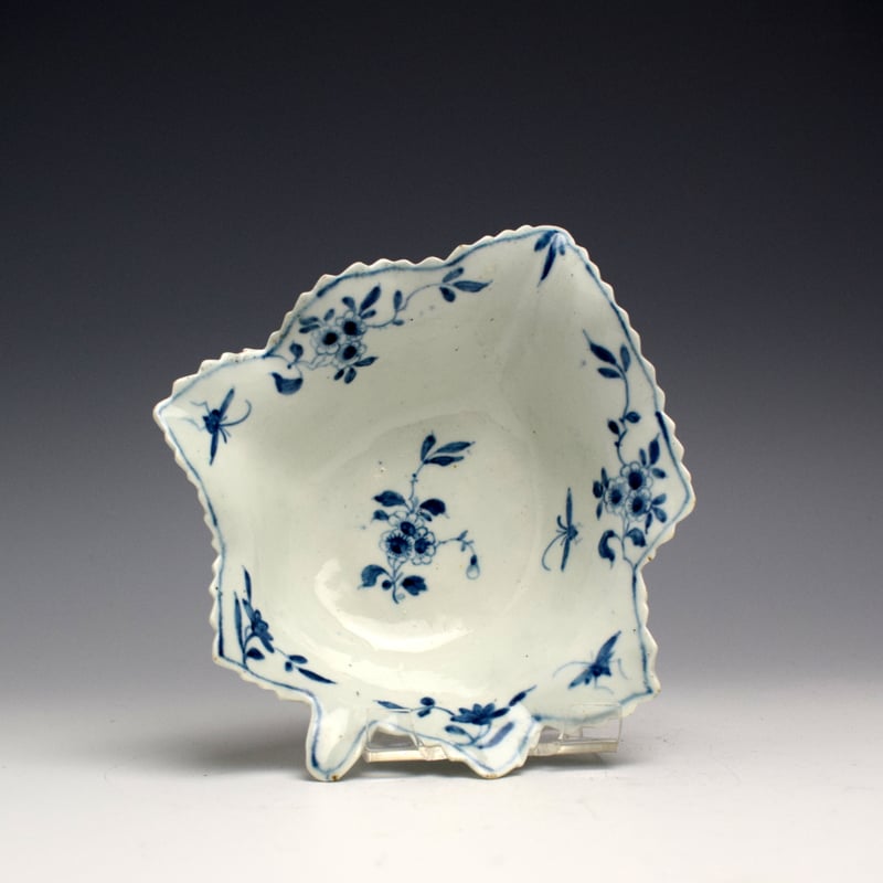 Worcester Pickle Leaf Daisy Pattern Leaf Tray c1755