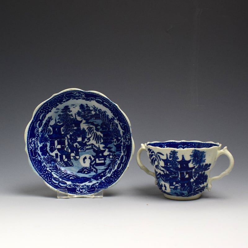 Temple Pattern Chocolate Cup and Stand c1780-85