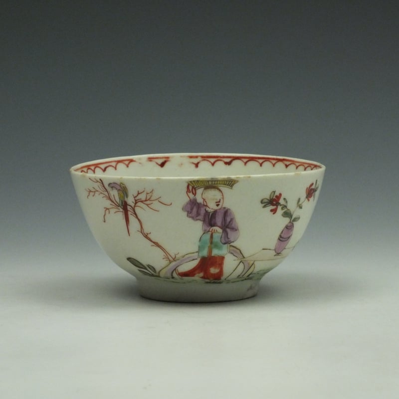 Lowestoft Porcelain Parrot and Butterfly Pattern Trio c1780-90 (10)
