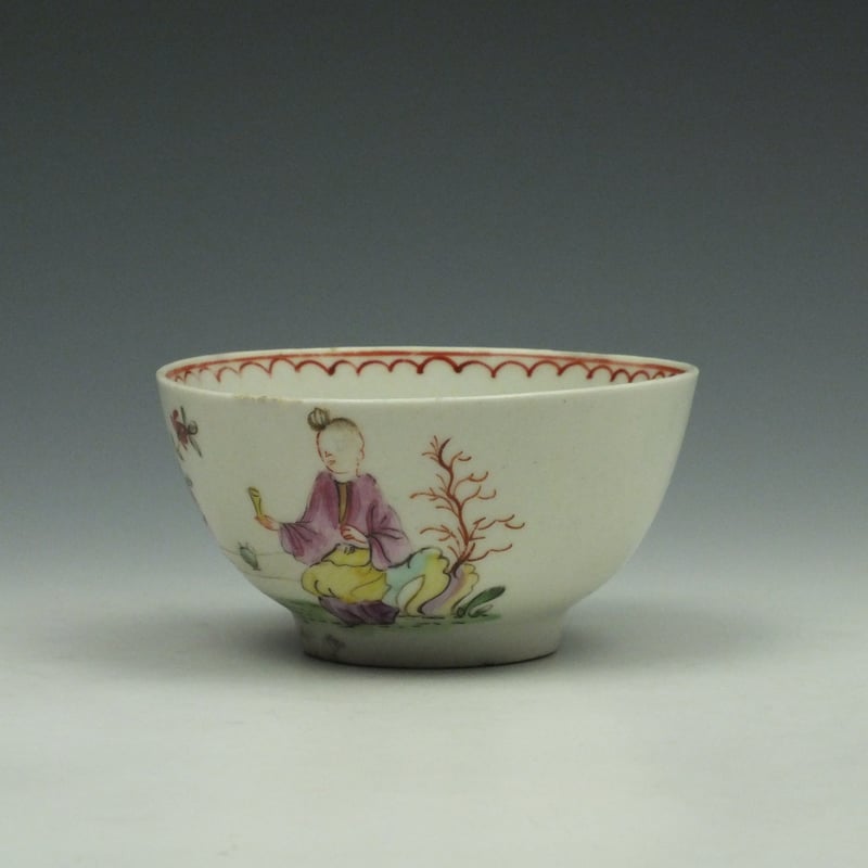 Lowestoft Porcelain Parrot and Butterfly Pattern Trio c1780-90 (13)