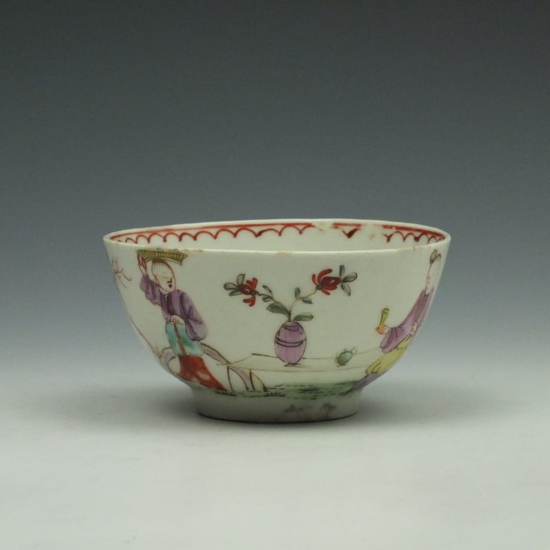 Lowestoft Porcelain Parrot and Butterfly Pattern Trio c1780-90 (14)