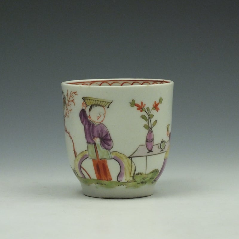 Lowestoft Porcelain Parrot and Butterfly Pattern Trio c1780-90 (3)