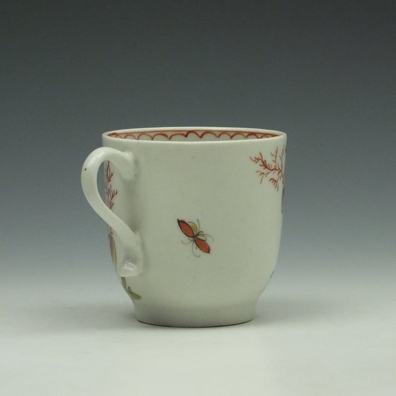 Lowestoft Porcelain Parrot and Butterfly Pattern Trio c1780-90 (5)