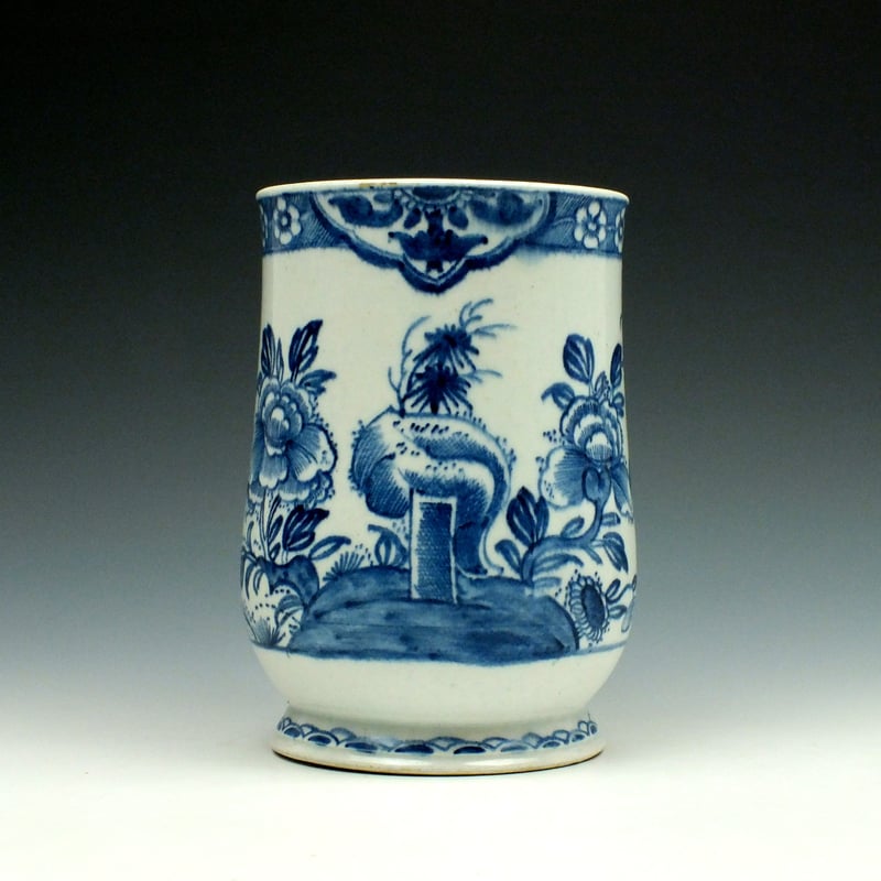 2-Bow Porcelain Peony and Rock Pattern Mug c1760-70 (2)