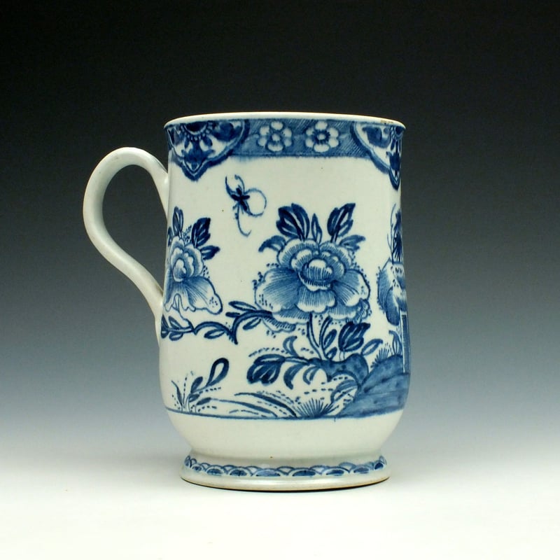 3-Bow Porcelain Peony and Rock Pattern Mug c1760-70 (3)