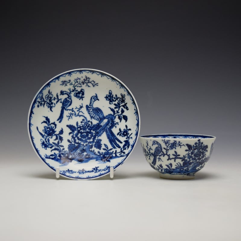 Two Peacock and Peony Pattern Teabowl and Saucer 1775-85