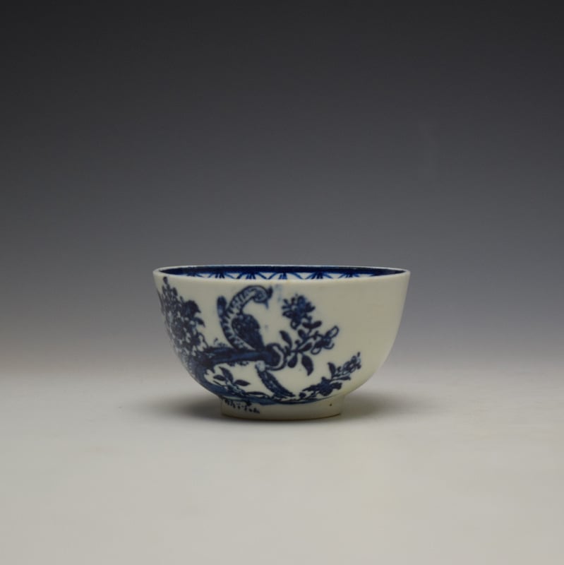 Lowestoft Two Peacock and Peony Pattern Teabowl and Saucer c1775-85 (5)