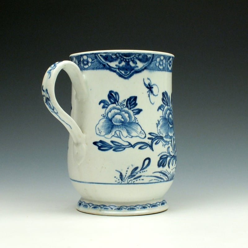 4-Bow Porcelain Peony and Rock Pattern Mug c1760-70 (4)