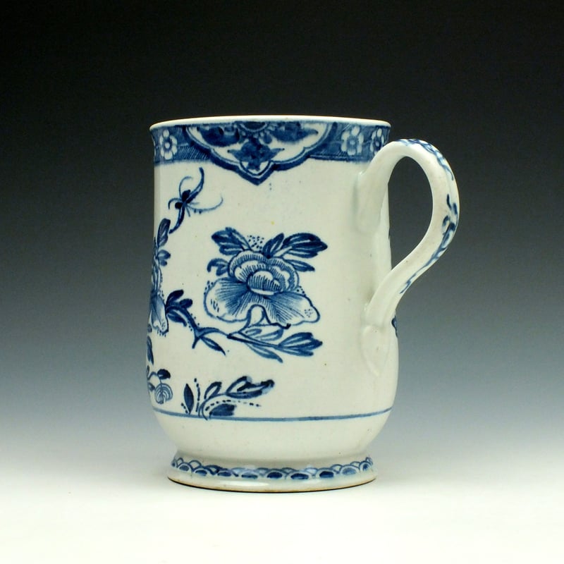 5-Bow Porcelain Peony and Rock Pattern Mug c1760-70 (5)