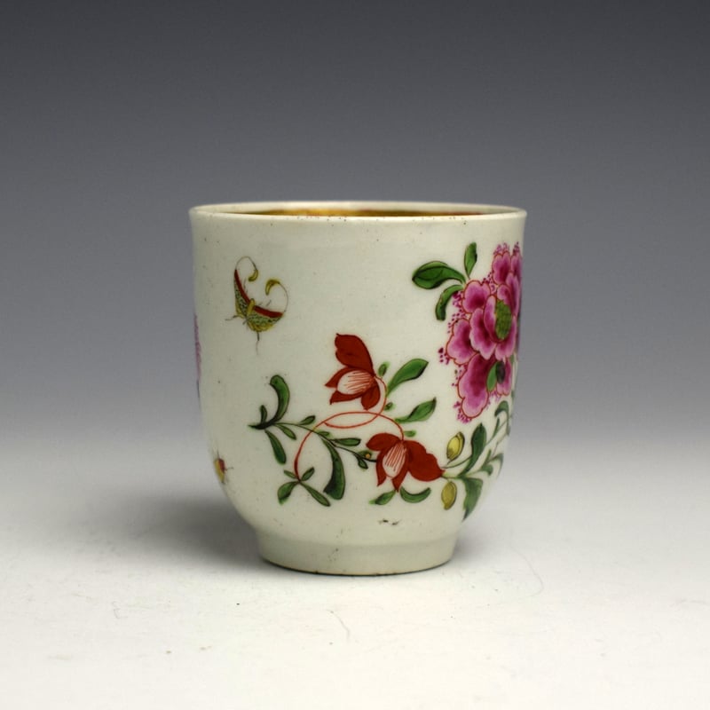 A Fine Worcester Flower Sprays and Insects Pattern Coffee Cup c1760-65 (3)