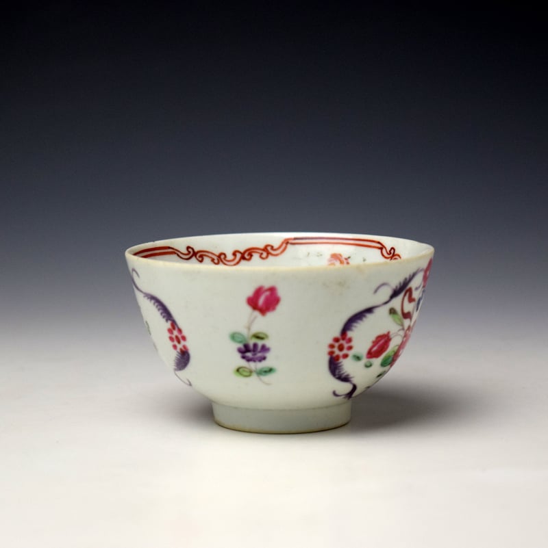 Baddeley Littler Floral Pattern Teabowl and Saucer c1780-85 (3)
