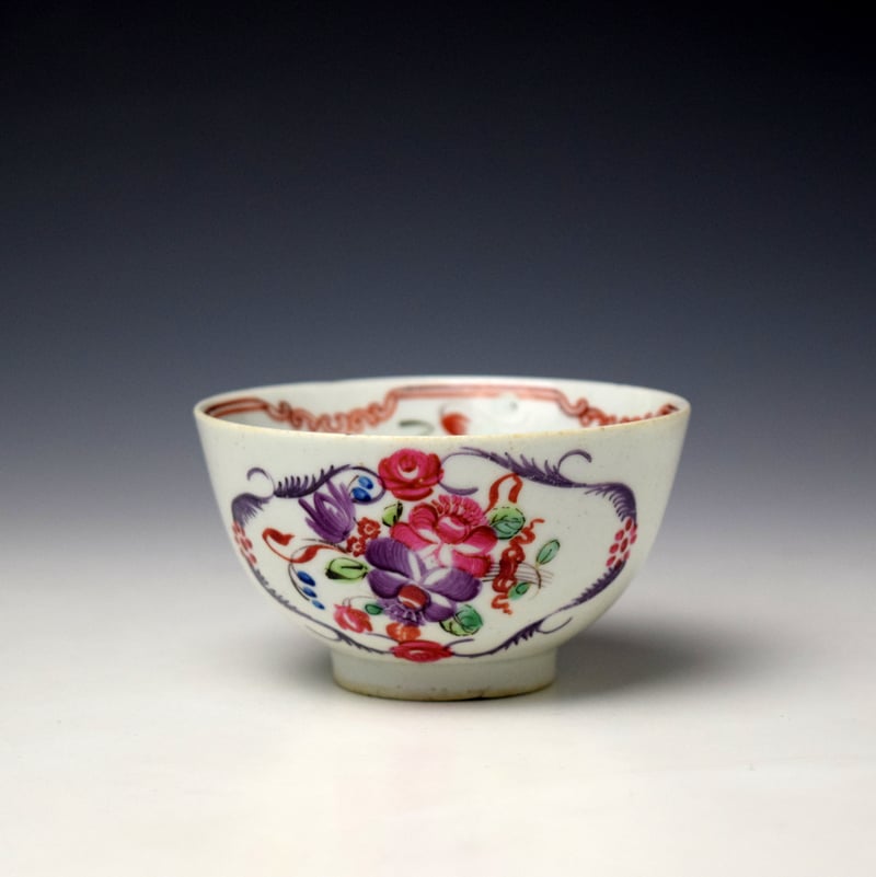 Baddeley Littler Floral Pattern Teabowl and Saucer c1780-85 (4)