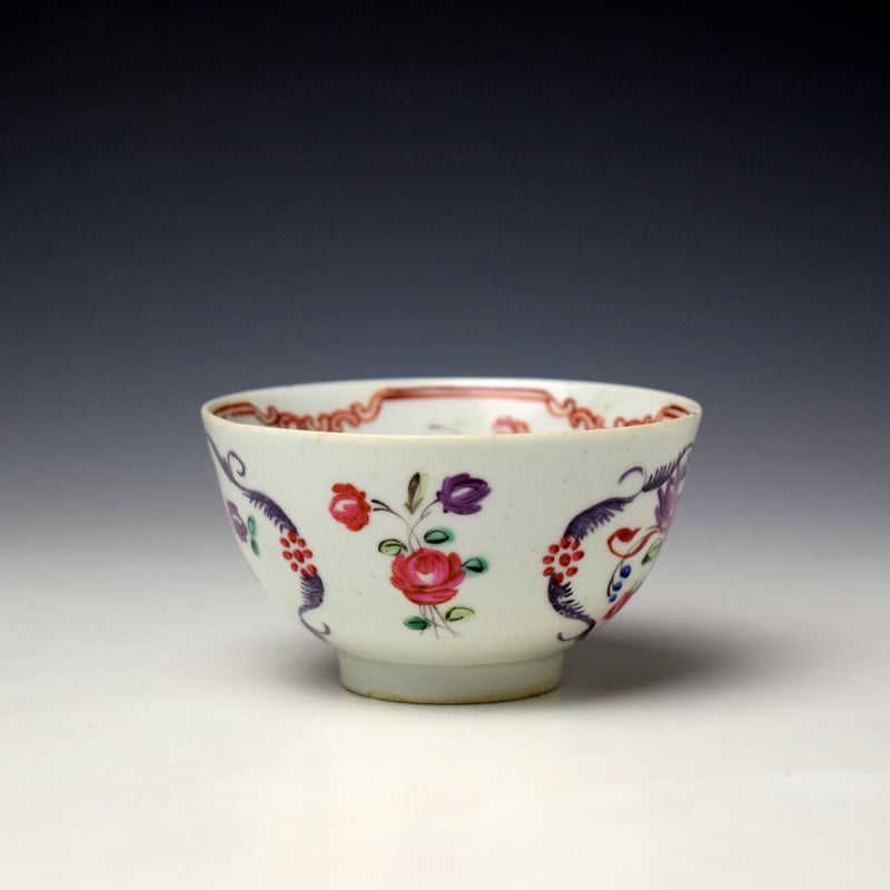 Baddeley Littler Floral Pattern Teabowl and Saucer c1780-85 (5)