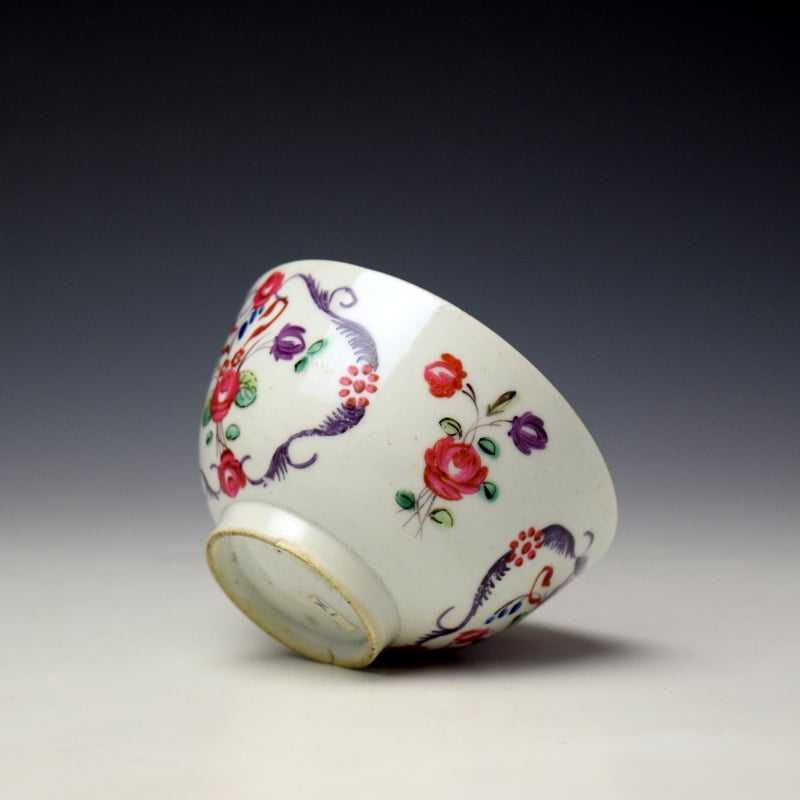 Baddeley Littler Floral Pattern Teabowl and Saucer c1780-85 (7)