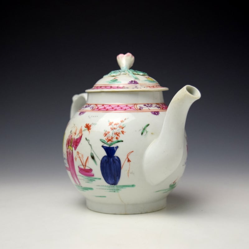 Baddeley Littler Mandarin Pattern Teapot and Cover c1780-85 (3)