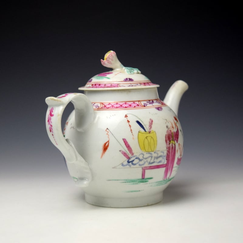 Baddeley Littler Mandarin Pattern Teapot and Cover c1780-85 (5)