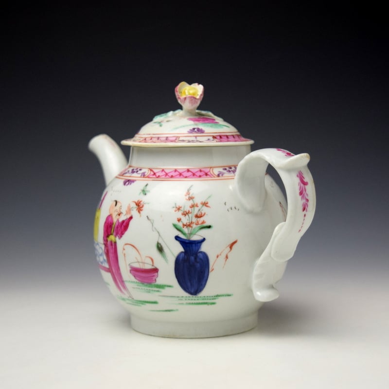 Baddeley Littler Mandarin Pattern Teapot and Cover c1780-85 (6)