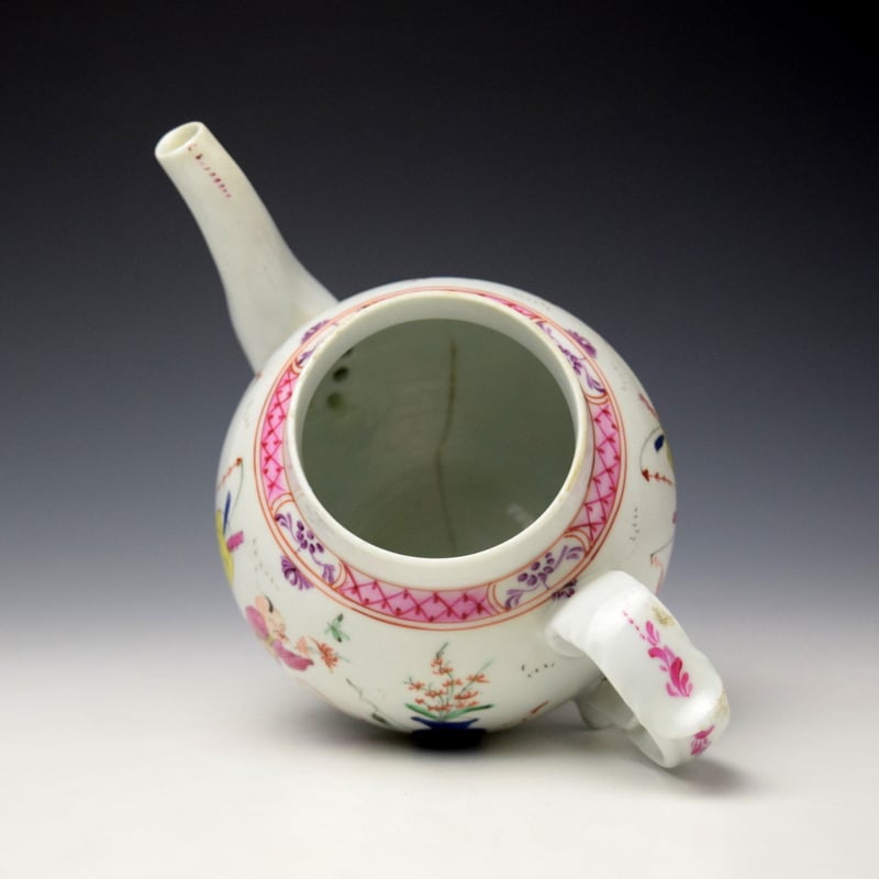 Baddeley Littler Mandarin Pattern Teapot and Cover c1780-85 (7)