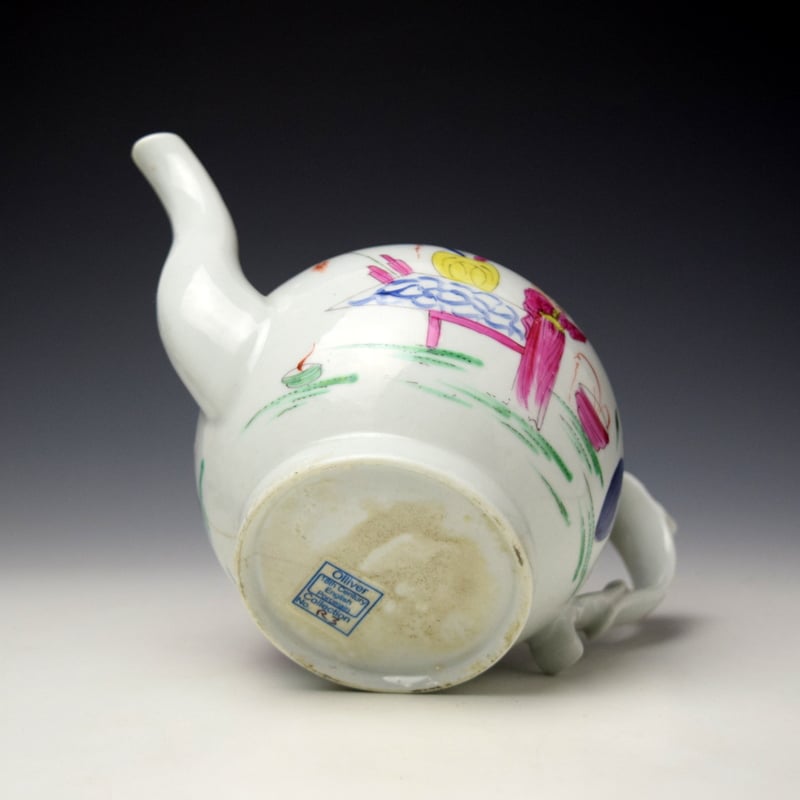 Baddeley Littler Mandarin Pattern Teapot and Cover c1780-85 (8)