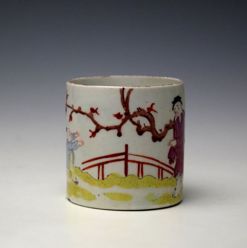 Bow Boy Playing With an Apple Pattern Coffee Can c1760-65 (2)