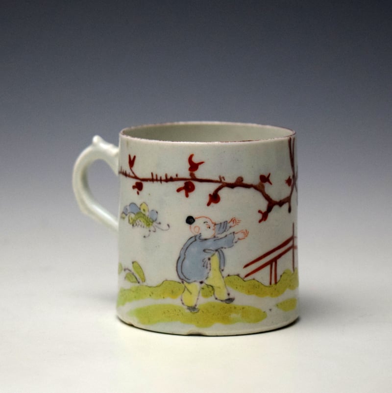 Bow Boy Playing With an Apple Pattern Coffee Can c1760-65 (3)