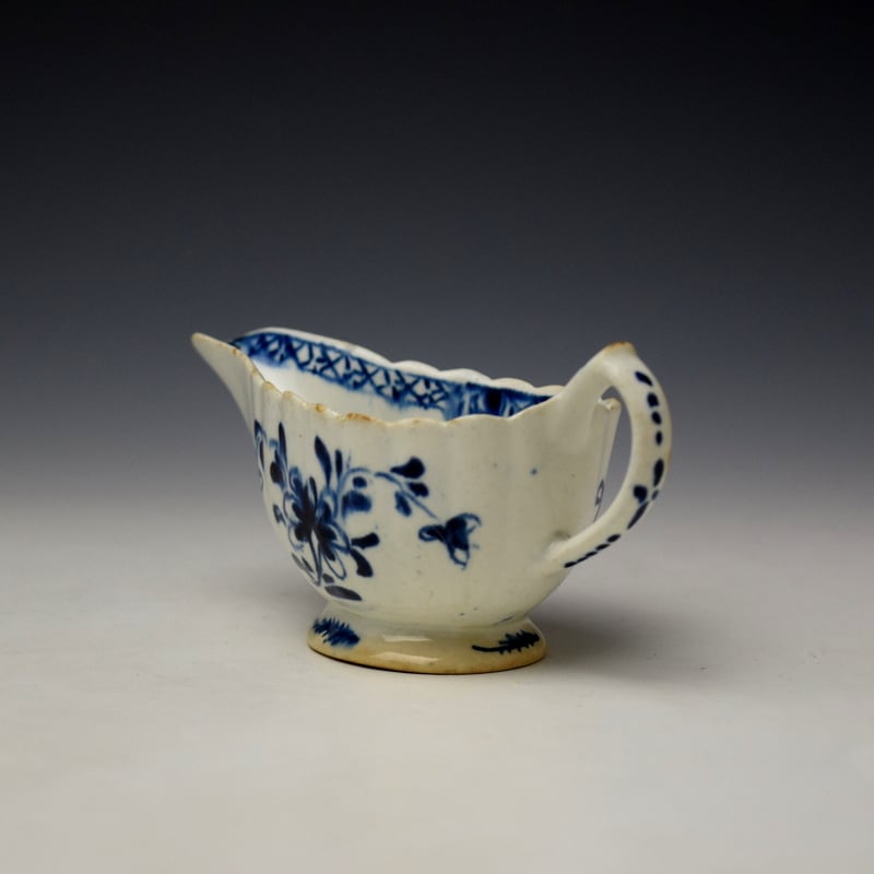 Bow Floral Pattern Blue and White Creamboat c1760 (7)