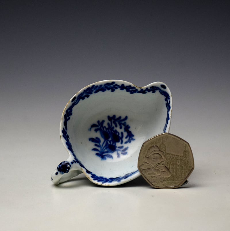 Very Rare Floral Pattern Peach Shaped Butterboat c1765-70 Ex Watney Collection