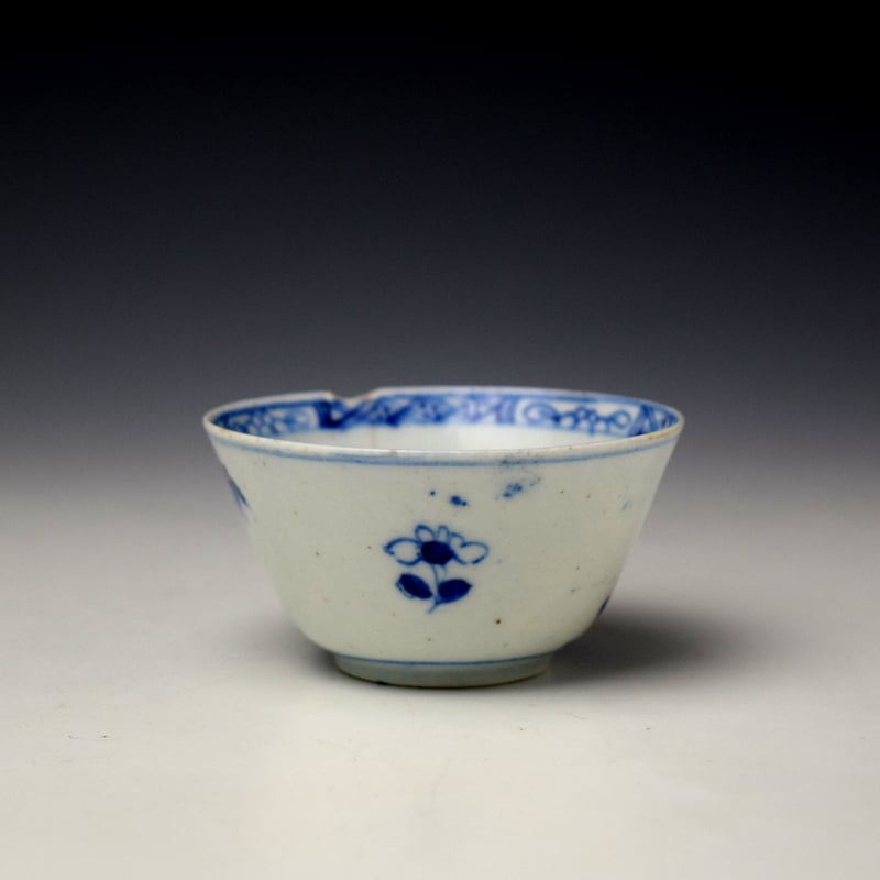 Bow Flowering Root and Fence Pattern Teabowl c1754-58 (2)