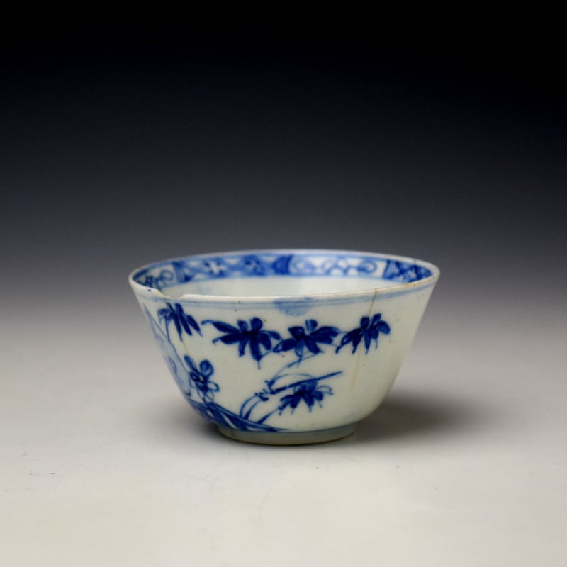Bow Flowering Root and Fence Pattern Teabowl c1754-58 (3)