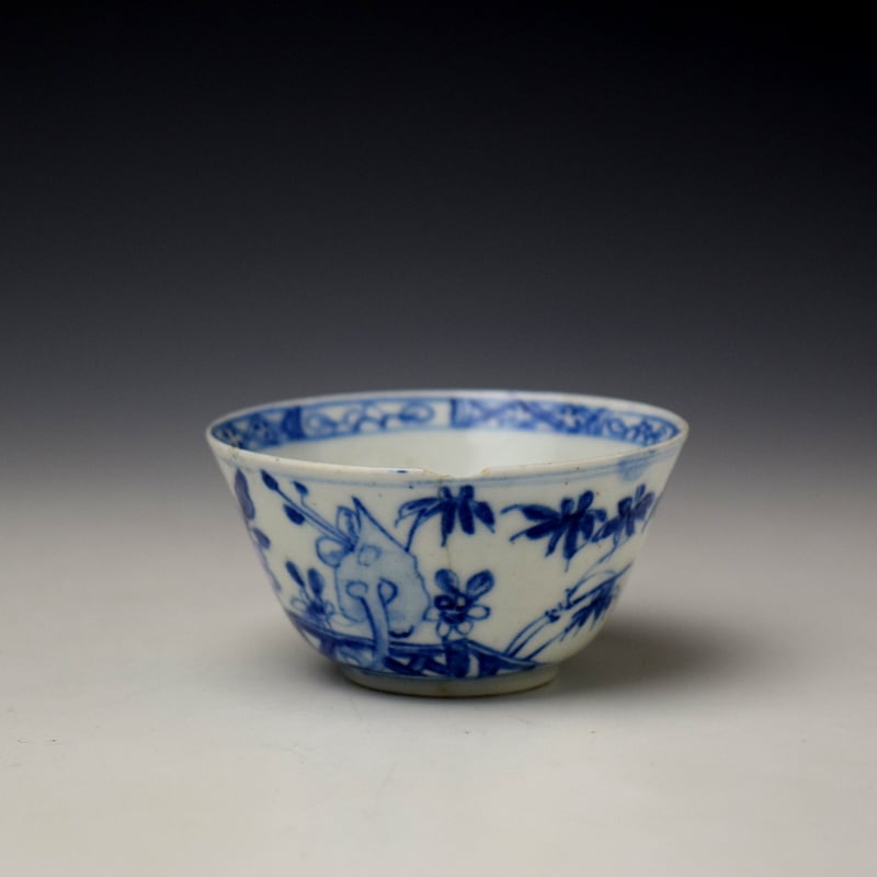Bow Flowering Root and Fence Pattern Teabowl c1754-58 (4)