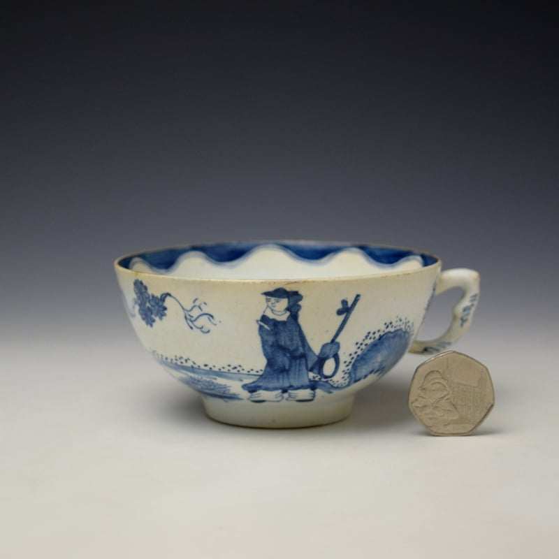 Bow Golfer and Caddy Pattern Breakfast Size Teacup c1760 (2)