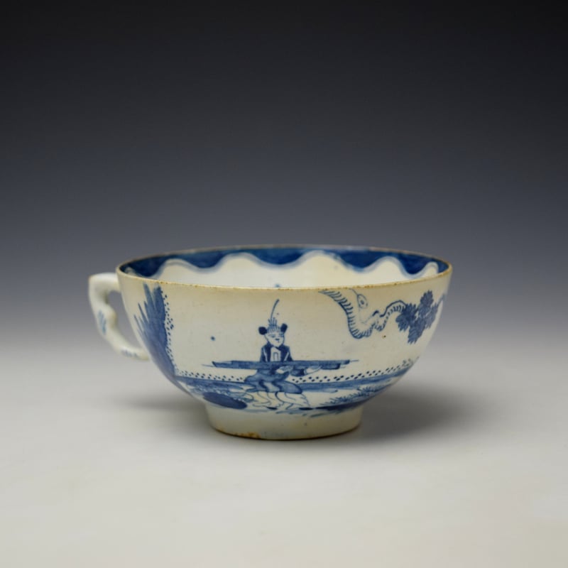 Bow Golfer and Caddy Pattern Breakfast Size Teacup c1760 (4)