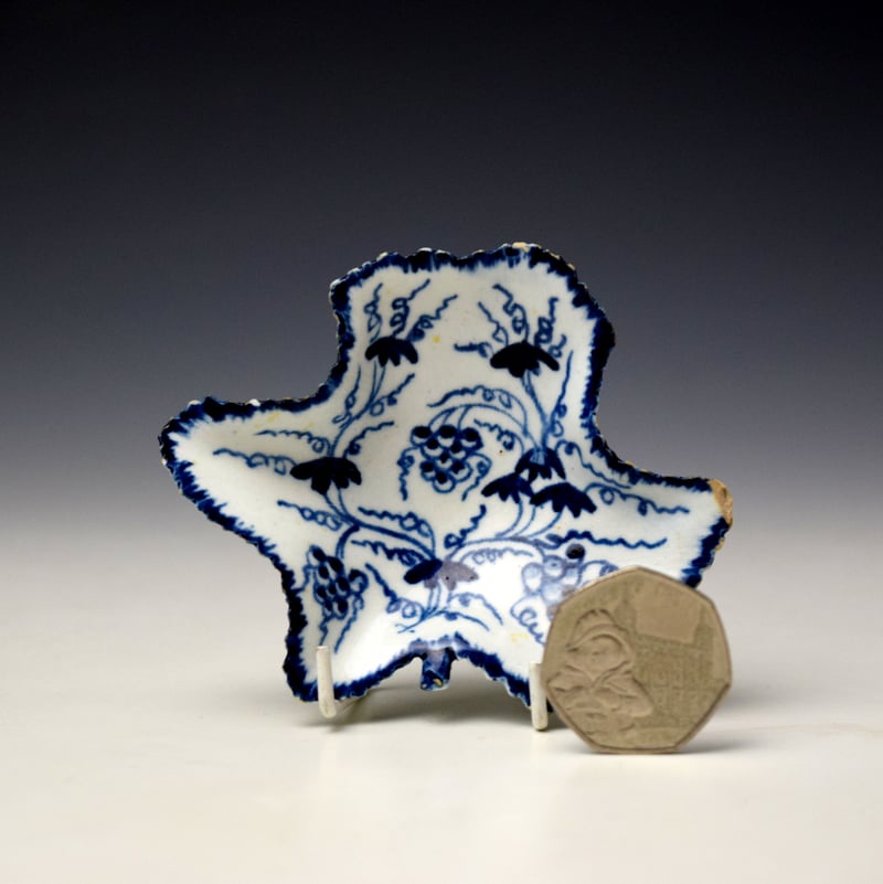 Uncommon Small Size Grapevine Pattern Pickle Dish c1760-65