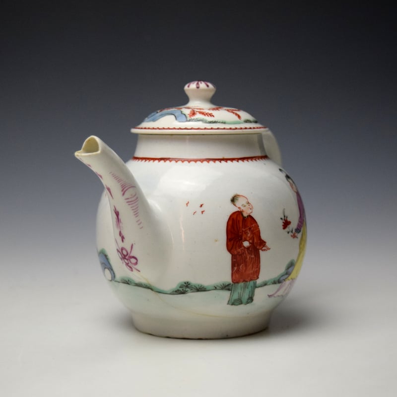 Bow Lady Holding a Flower Pattern Teapot and Cover c1765-70 (2)