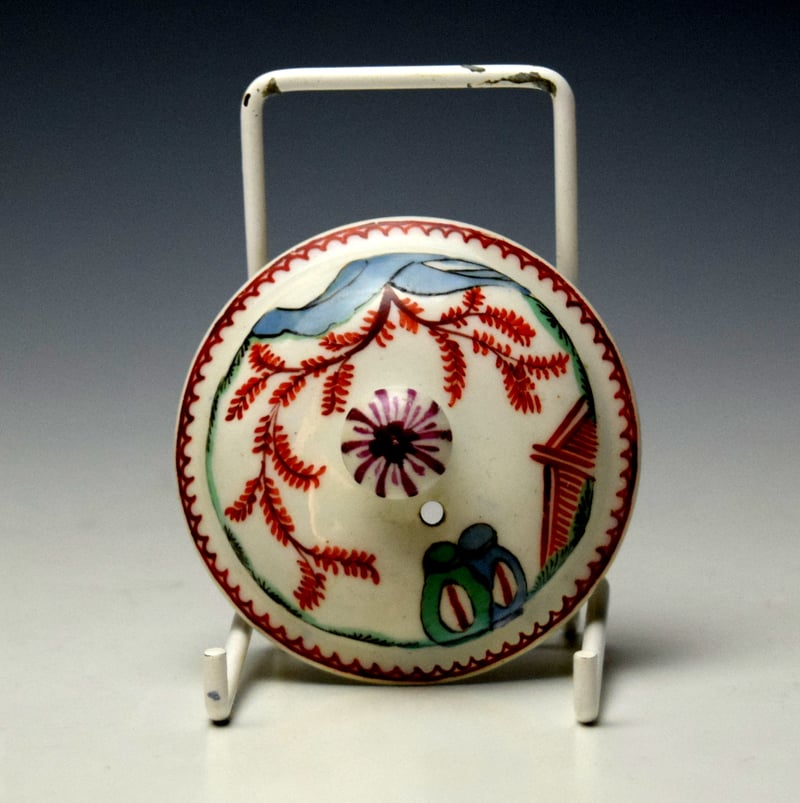 Bow Lady Holding a Flower Pattern Teapot and Cover c1765-70 (9)
