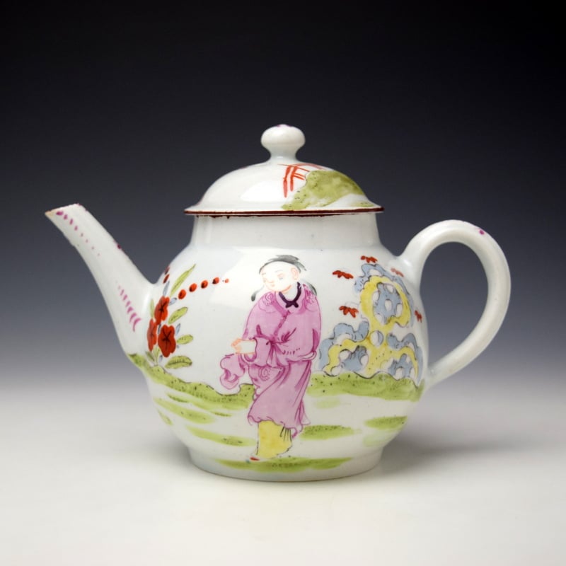 Mandarin Boy Playing With an Apple Pattern Teapot and Cover c1765-70