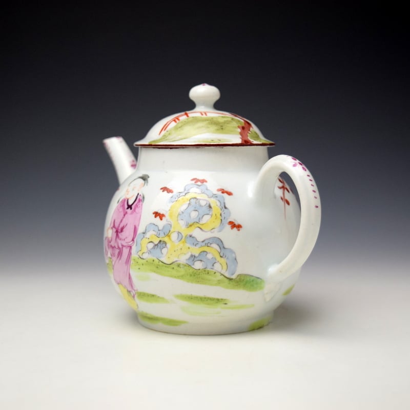 Bow Mandarin Boy Paying With an Apple Pattern Teapot and Cover c1765-70 (6)