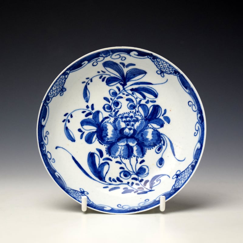 Bow Mansfield Pattern Coffee Cup and Saucer c1760-65 (9)