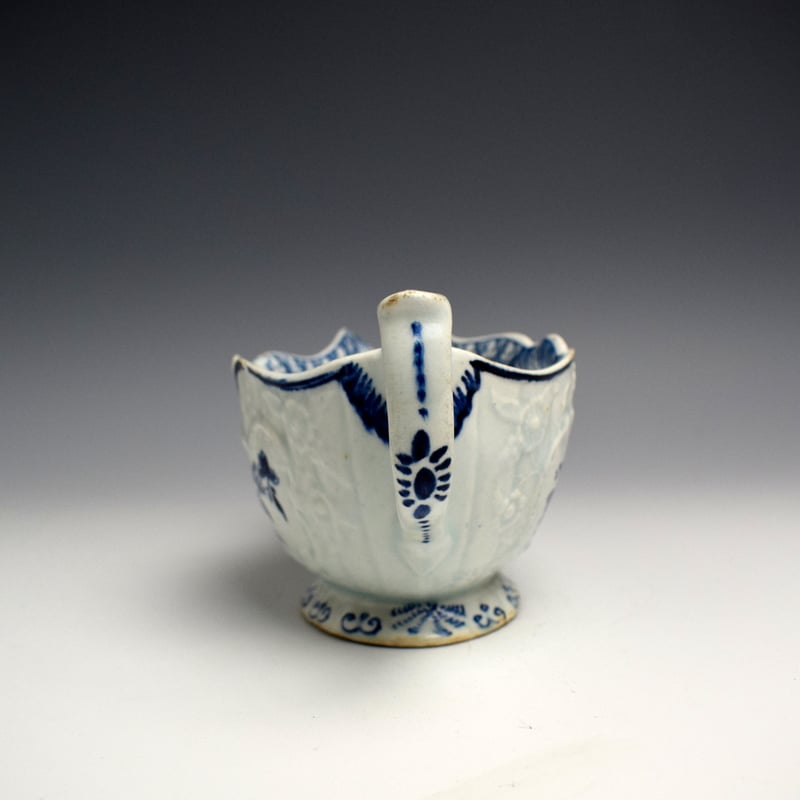 Bow Moulded Floral Pattern Sauceboat with Shell Motifs c1758 (2)