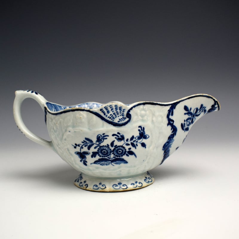 Bow Moulded Floral Pattern Sauceboat with Shell Motifs c1758 (3)