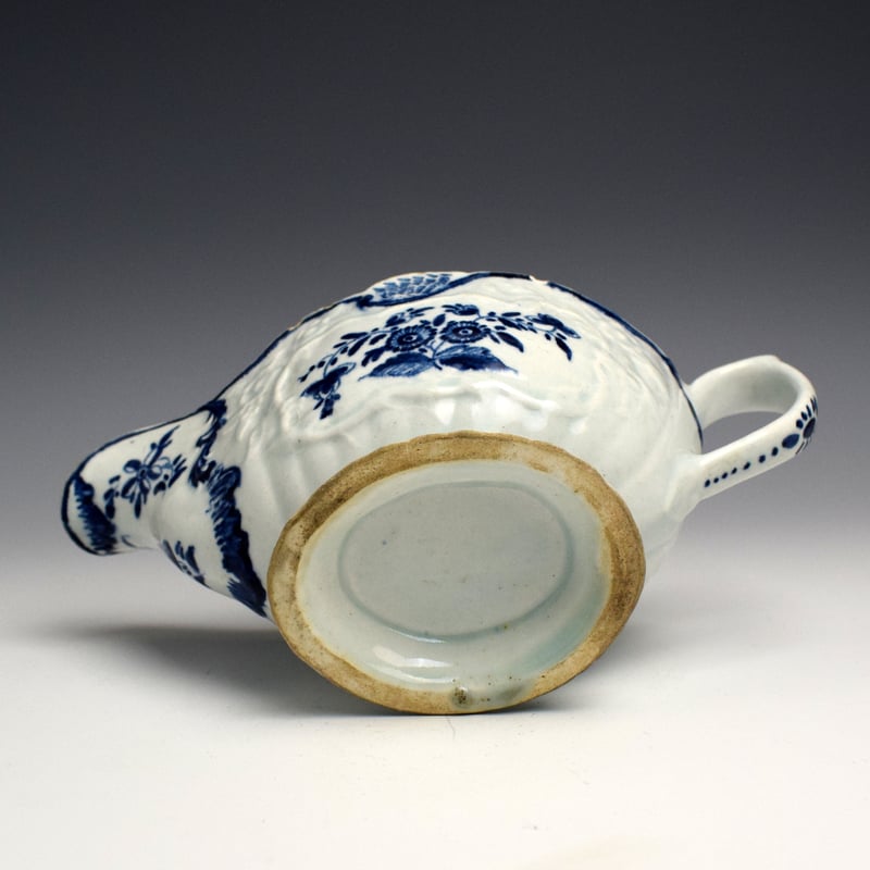Bow Moulded Floral Pattern Sauceboat with Shell Motifs c1758 (6)
