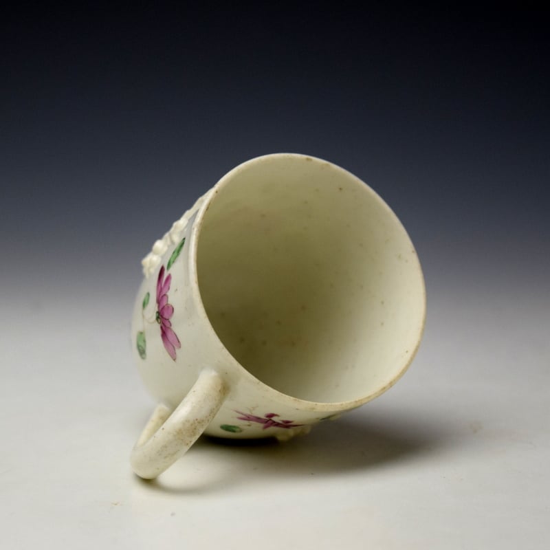 Bow Moulded Prunus and Floral Sprays Pattern Coffee Cup c1756-60 (6)