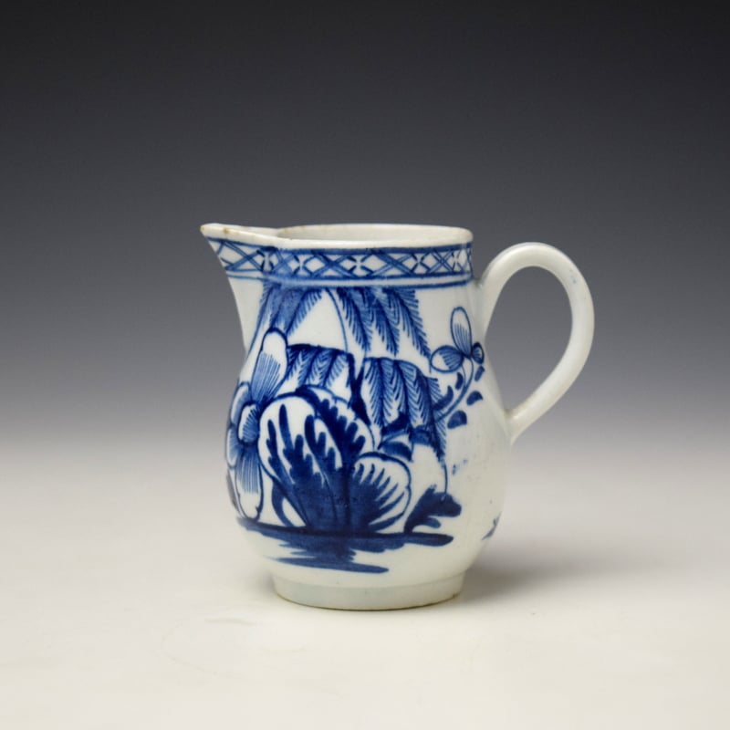 Bow Peony Willow and Rock Pattern Sparrow Beak Jug c1765-70 (1)