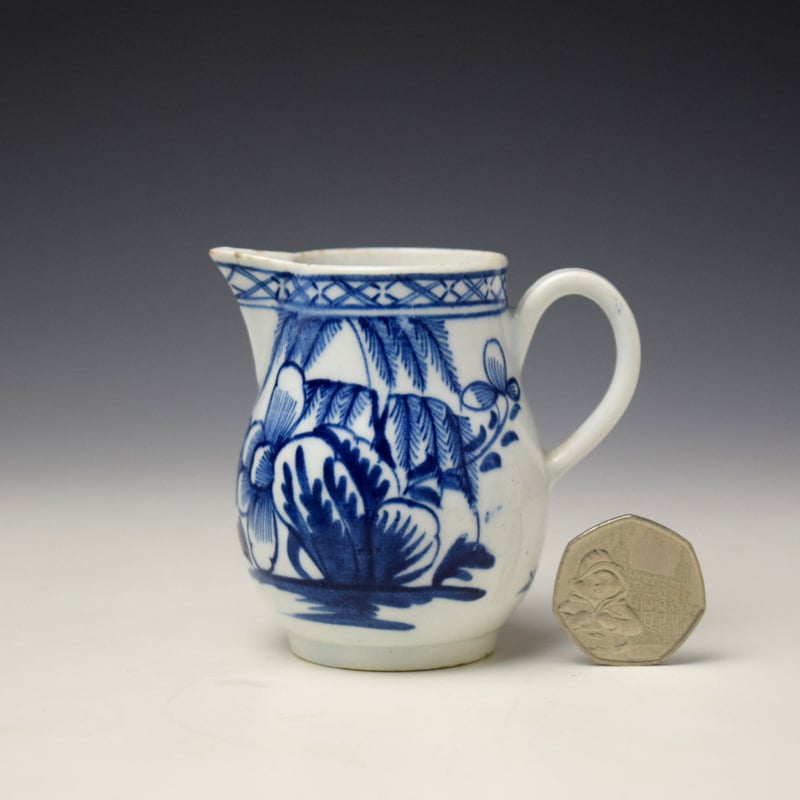 Peony Willow and Rock Pattern Sparrow Beak Jug c1765-70