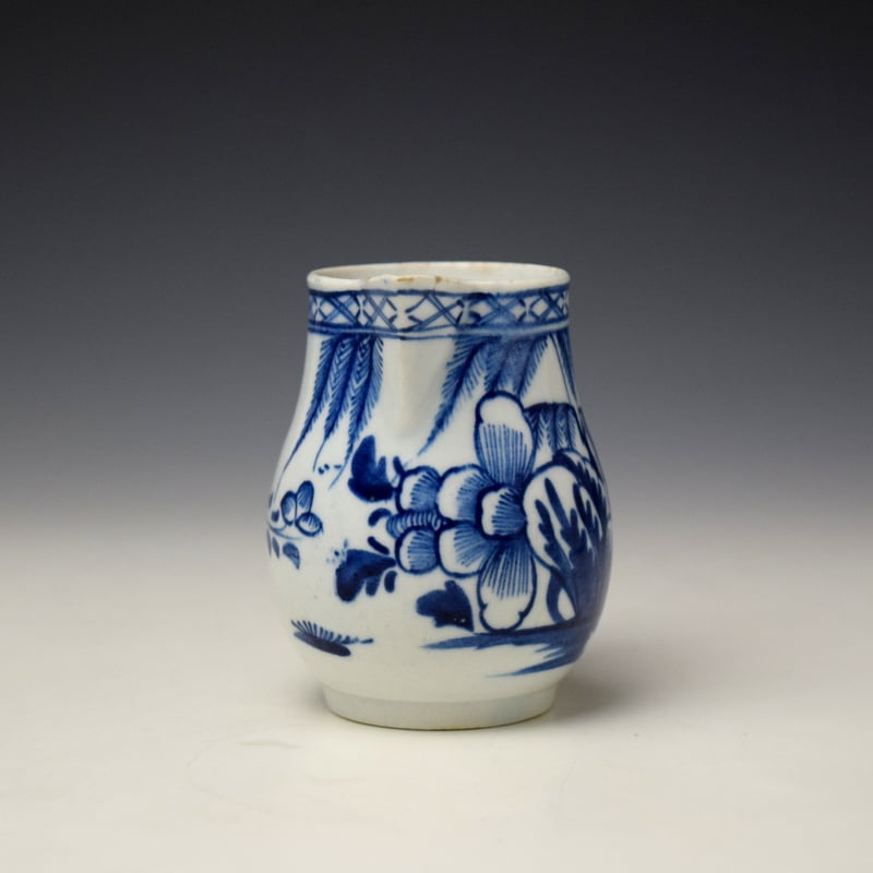 Bow Peony Willow and Rock Pattern Sparrow Beak Jug c1765-70 (3)