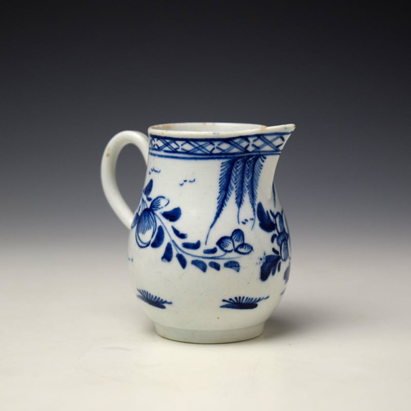 Bow Peony Willow and Rock Pattern Sparrow Beak Jug c1765-70 (4)