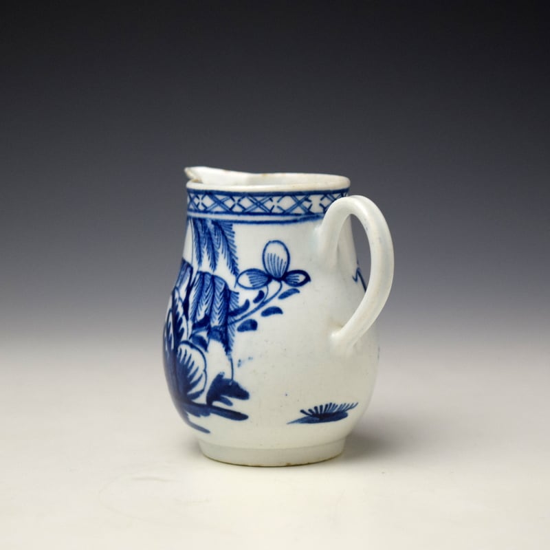 Bow Peony Willow and Rock Pattern Sparrow Beak Jug c1765-70 (6)