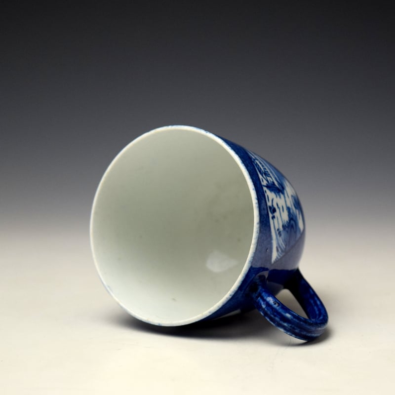 Bow Powder blue Fan Panelled Landscape Pattern Coffee Cup c1760-65 (5)