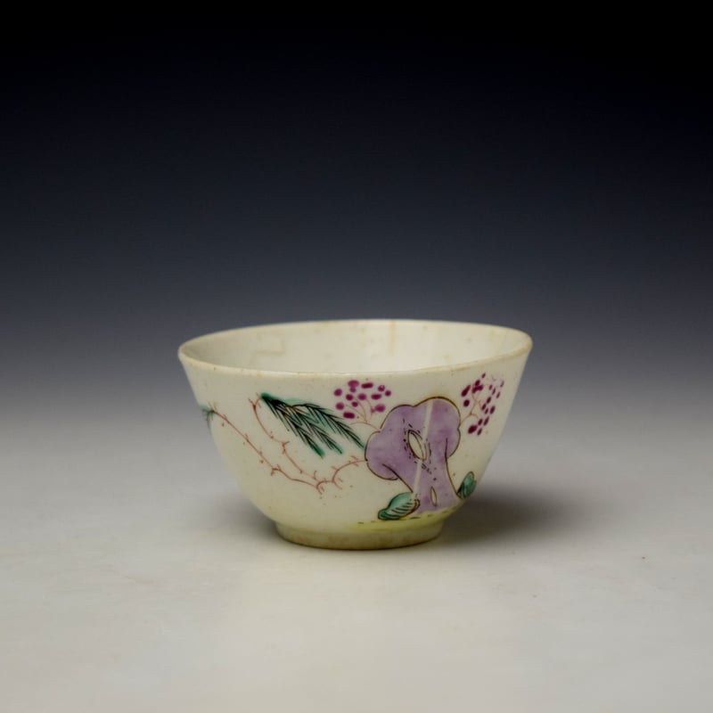 Bow Strutting Bird Pattern Teabowl c1755 (3)