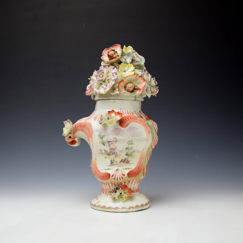 Castle Painter Frill Vase and Cover c1760 (1)
